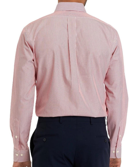 Translation missing: en.B by Brooks Brothers Regular Fit Non-Iron Stripe Dress Shirt Red-16 34-35