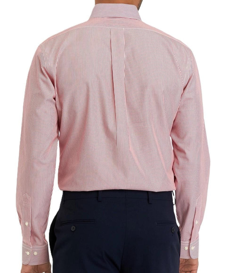 Translation missing: en.B by Brooks Brothers Regular Fit Non-Iron Stripe Dress Shirt Red-16 34-35