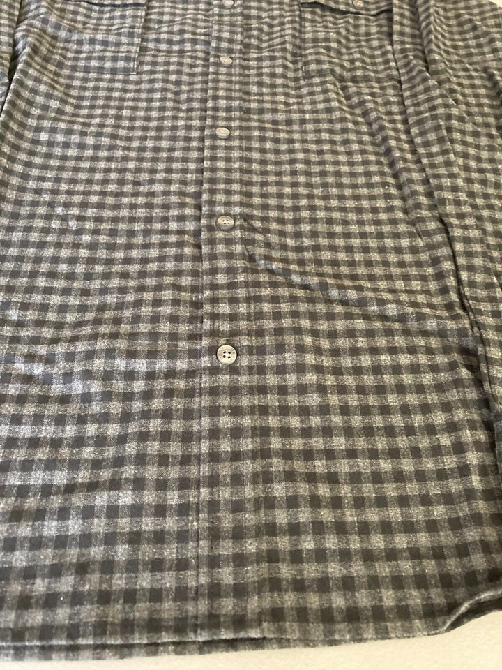Translation missing: en.DKNY Men's Fulton Gingham Long-Sleeve Cotton Flannel Shirt Charcoal Heather-XL