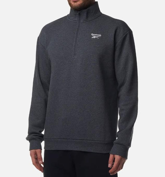 Translation missing: en.Reebok Mens Identity Quarter-Zip Fleece Sweatshirt Dk Grey Heather Large Reg-Fit