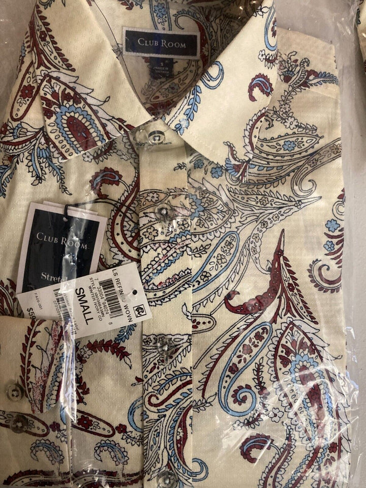 Translation missing: en.Club Room Men's Paisley Dobby Shirt in Winter Ivory-Small