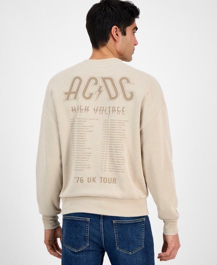 Translation missing: en.Tai Apparel Men's Ac/Dc Relaxed Fit Crewneck Graphic Sweatshirt Beige-2XL
