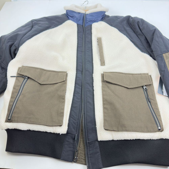 Translation missing: en.Bass Outdoor Men's Mixed-Media Full-Zip Bomber Jacket - Antique White Multi-XL