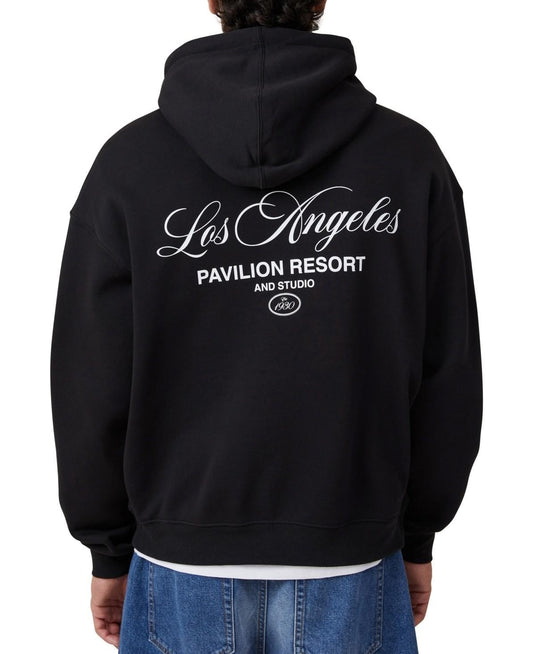 Translation missing: en.Cotton On Men Relax Box Fit Graphic Hoodie Black Size Large Pavillion Resort