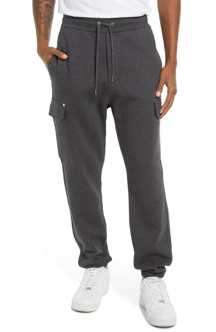 Translation missing: en.FRAME Men's Slim Fit Cotton Blend Cargo Joggers in Dark Gris Grey-Size Small