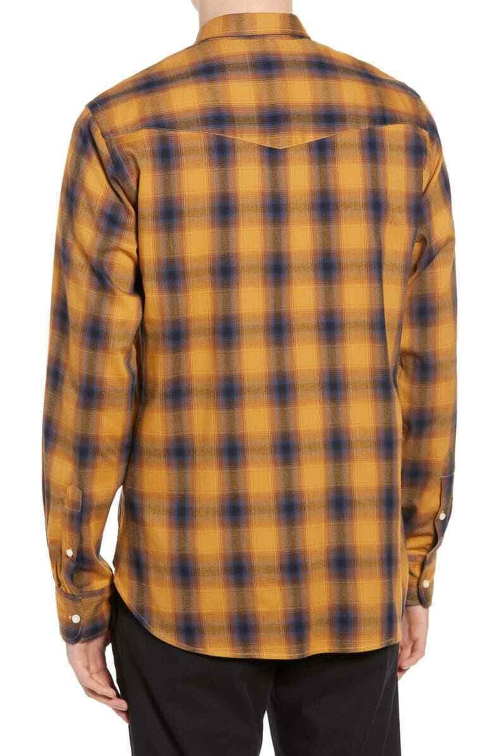 Translation missing: en.Officine Generale Men's Giacomo Brushed Check Shirt in Ecru Jade-Small
