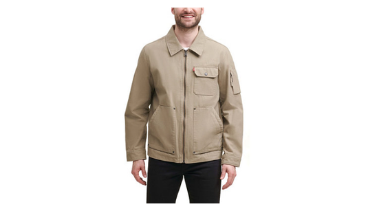 Translation missing: en.Levi's Men's Cotton Canvas 3-Pocket Mechanics Jacket in Stone-Size Small