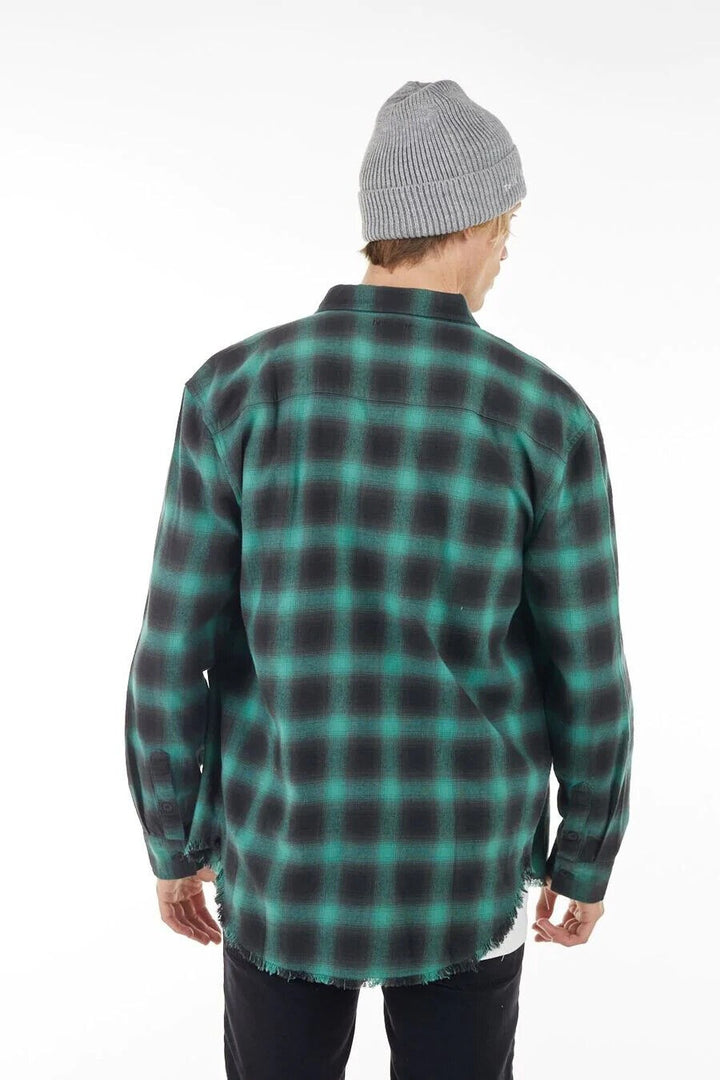 Translation missing: en.nANA jUDY Men's Fulton Flannel Frayed Hem Shirt in Emerald Green-Small