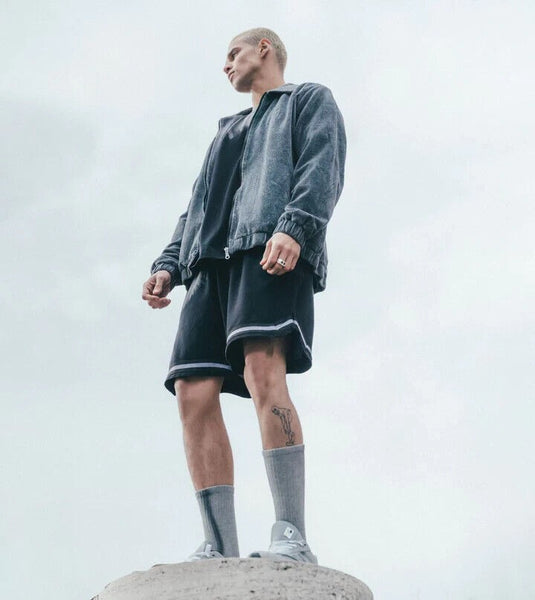 Translation missing: en.ZANEROBE Men's Organic Cotton Spill Pique Basketball Short GD Black-Size 38