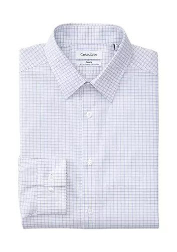 Translation missing: en.Calvin Klein Steel+, Dress Shirt Men's 16.5 32/33 Blue Multi Slim Fit Stretch