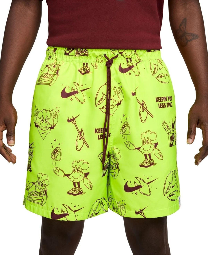 Translation missing: en.Nike Men's Club Woven Printed 6in Inseam Shorts Volt HF445-Size Small