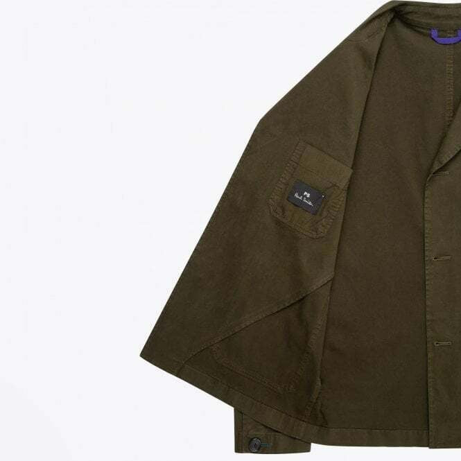 Translation missing: en.PS Paul Smith Convertible Collar Jacket in Olive Green-Size XS