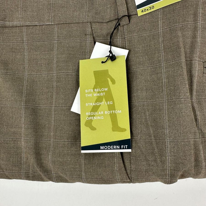 Translation missing: en.Perry Ellis Portfolio Men's Modern-Fit Resolution Dress Pants Dk Beige-40/30
