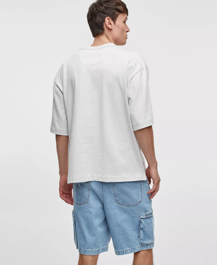 Translation missing: en.Mode of One Men's Short-Sleeve Smile Face T-Shirt Heather Gray Relaxed Fit-Small