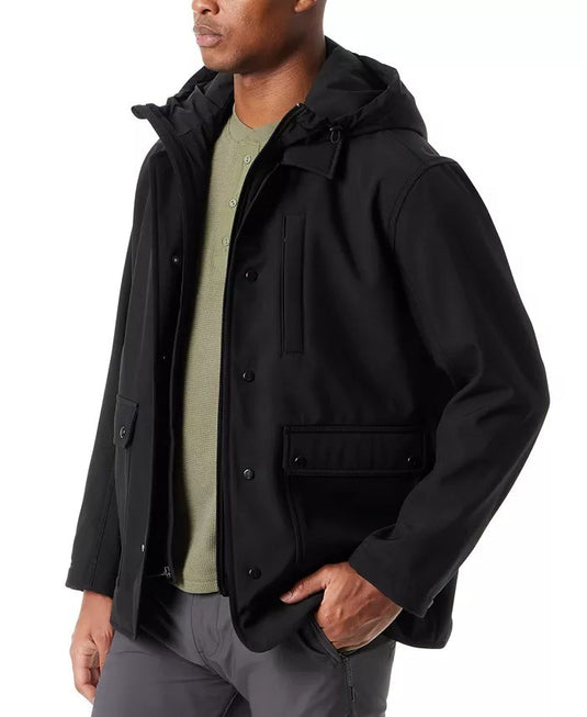 Translation missing: en.Bass Outdoor Rain Barn Jacket Mens Size Small Black Storm System Removable Hood
