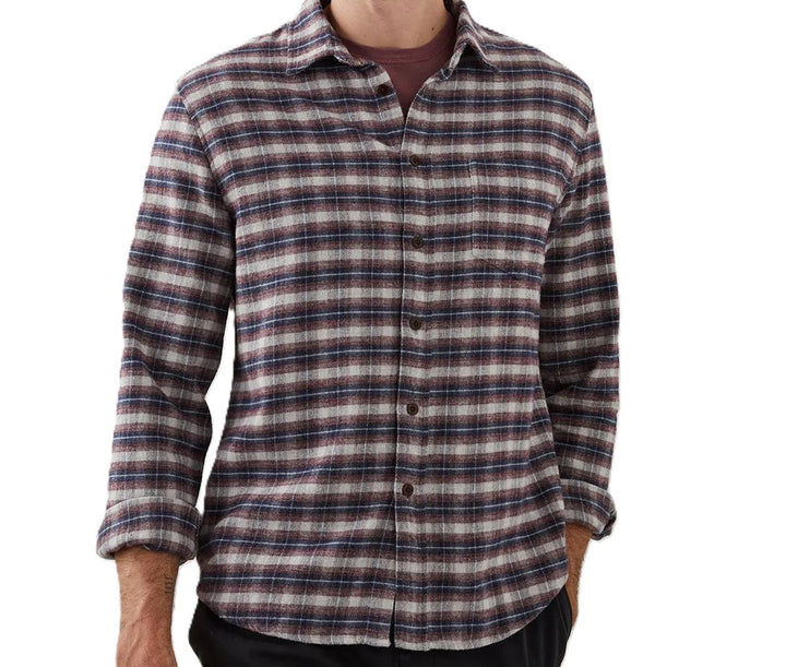 Translation missing: en.Rails Mens Forrest Plaid Cotton Flannel Shirt in Dusk Berry Grey Melange-Large