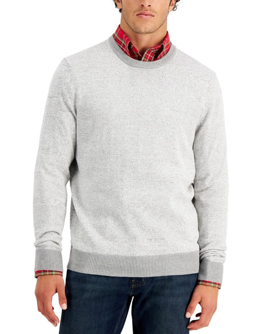 Translation missing: en.Club Room Men's Elevated Cotton Marl Sweater in Light Grey-Size 2XL