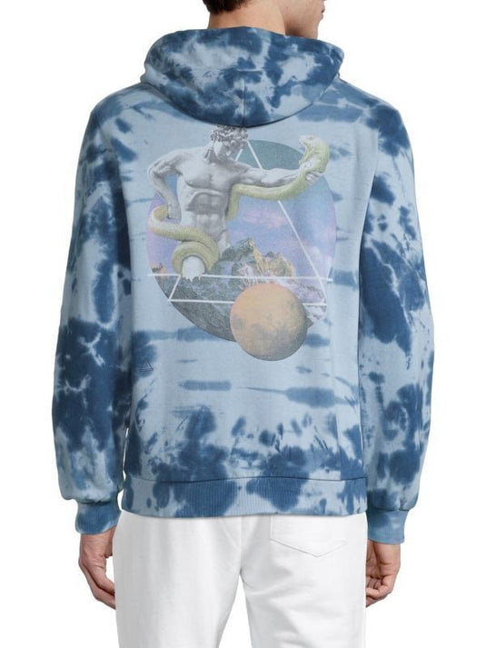 Translation missing: en.Eleven Paris Men's Majolica Tie-Dye Hoodie in Blue-Size Small