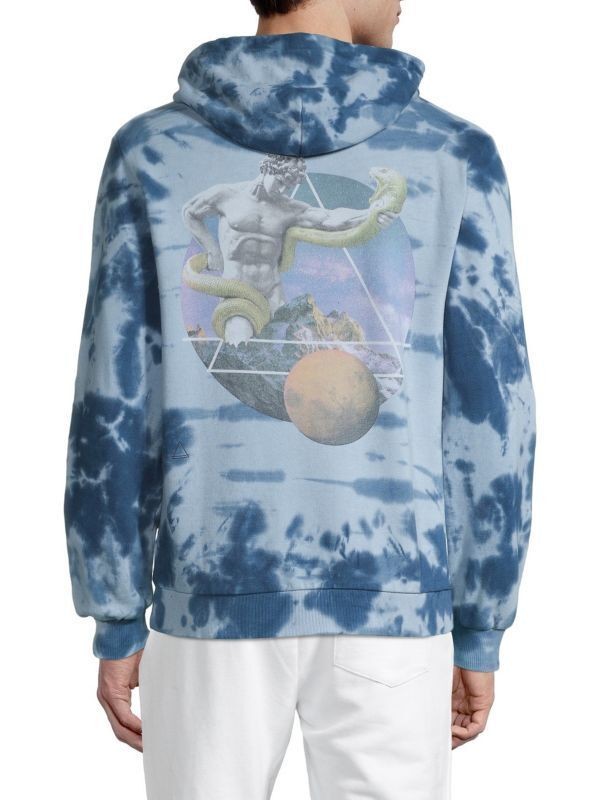 Translation missing: en.Eleven Paris Men's Majolica Tie-Dye Hoodie in Blue-Size Small
