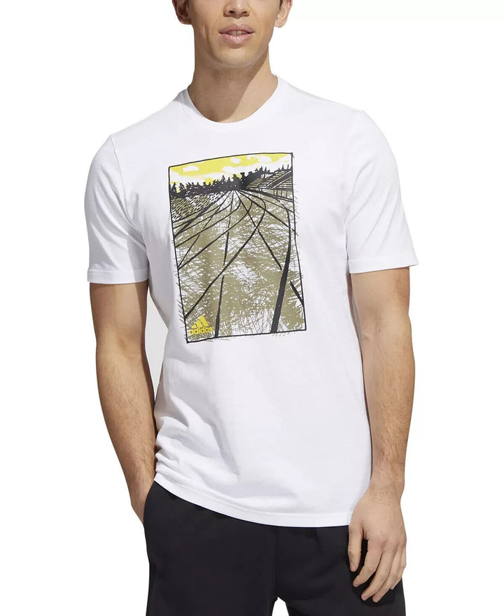 Translation missing: en.adidas Originals Men's Sketch Track Graphic T-Shirt in White-Large