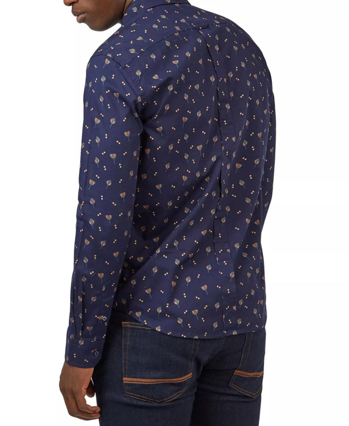 Translation missing: en.Ben Sherman Men's Regular-Fit Scattered Floral Shirt - Marine-Large