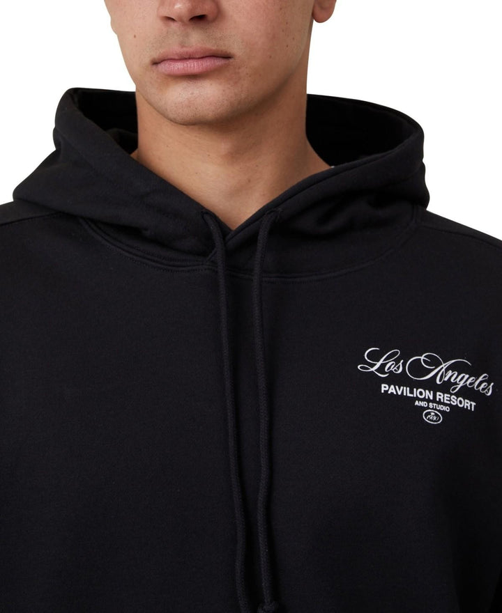 Translation missing: en.Cotton On Men Relax Box Fit Graphic Hoodie Black Size Large Pavillion Resort
