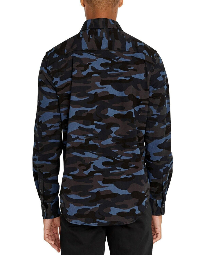 Translation missing: en.Avirex Men's Navy Camo Officer Woven Camo Shirt-Size Small