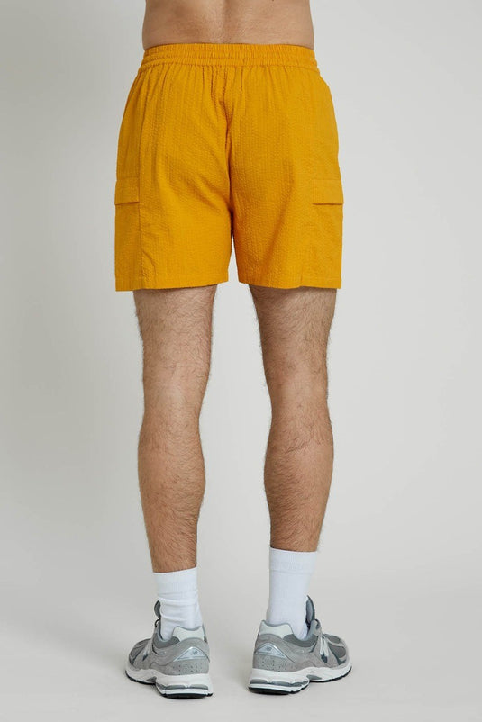 Translation missing: en.Native Youth Men's Vaughn Regular-Fit Seersucker Shorts Orange-30