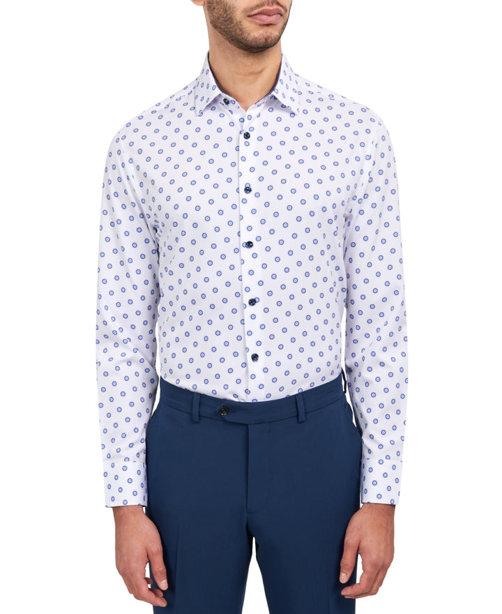 Translation missing: en.ConStruct Men's Slim-Fit Performance Medallion Dress Shirt White/Blue-14-14.5 32