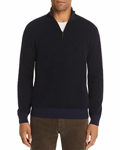 Translation missing: en.The Men's Store Wool Blend Half-Zip Boucle Sweater Navy-Small