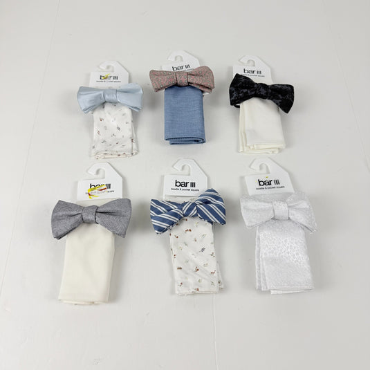 Translation missing: en.Bar III Men's Textured Bow Tie &amp; Pocket Square Set Wedding Formal Volume Pricing