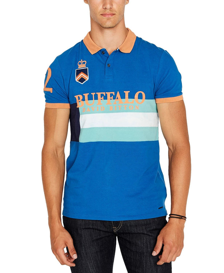 Translation missing: en.Buffalo David Bitton Men's Katube Buffalo Polo Shirt in True Blue-Size Small