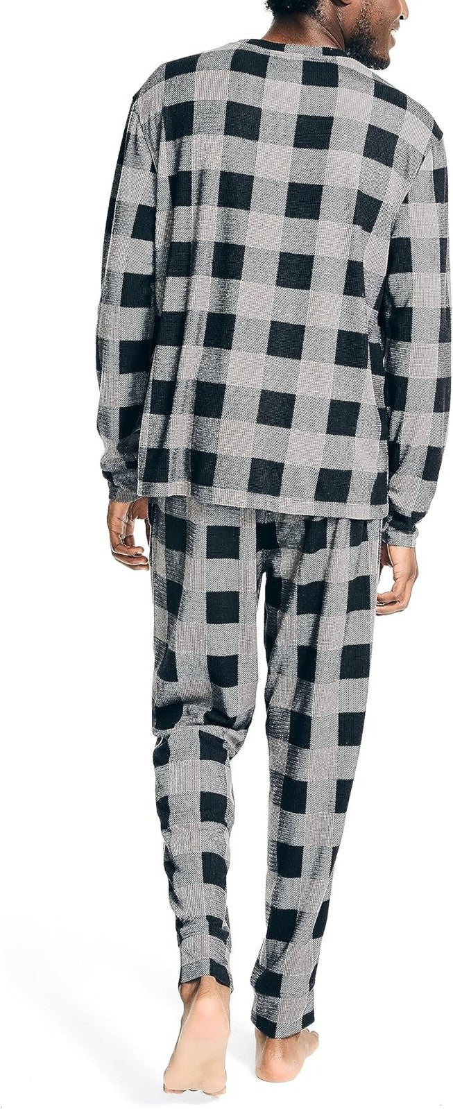 Translation missing: en.Nautica Men's Relaxed Fit 2PC Waffle Buffalo Plaid Pajama Set, Storm Grey-Small