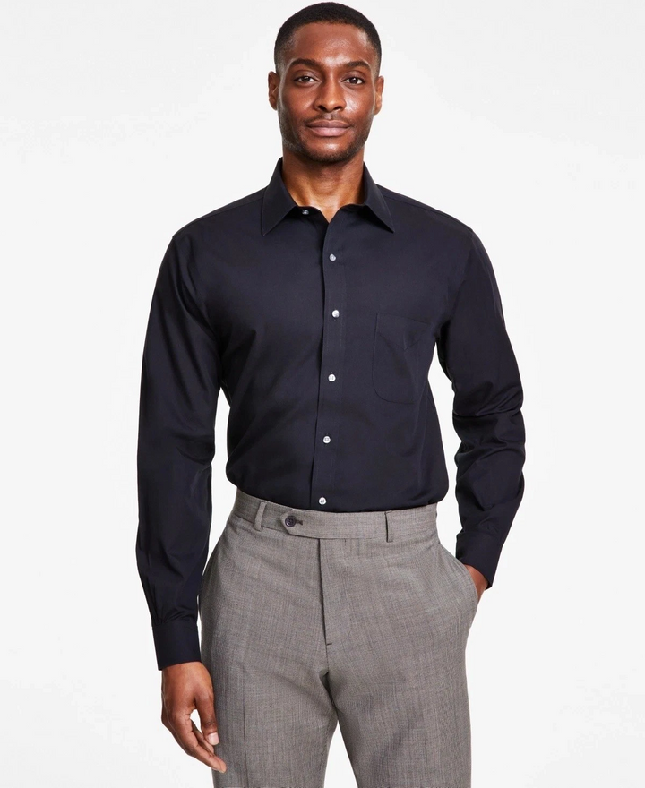 Translation missing: en.B by Brooks Brothers Men's Regular-Fit Solid Dress Shirt Black-17 32/33