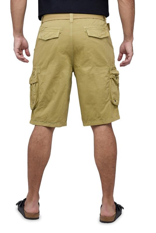 Translation missing: en.RAW X Men's Belted Classic Fit 12.5" Cotton Cargo Shorts Khaki Color-Size 40