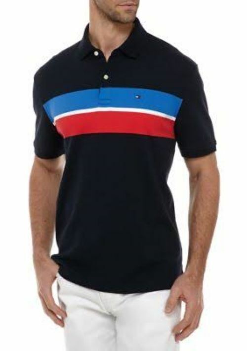 Translation missing: en.Tommy Hilfiger Men's Paul Stripe Polo Shirt Sky Captain Blue-Size Xsmall
