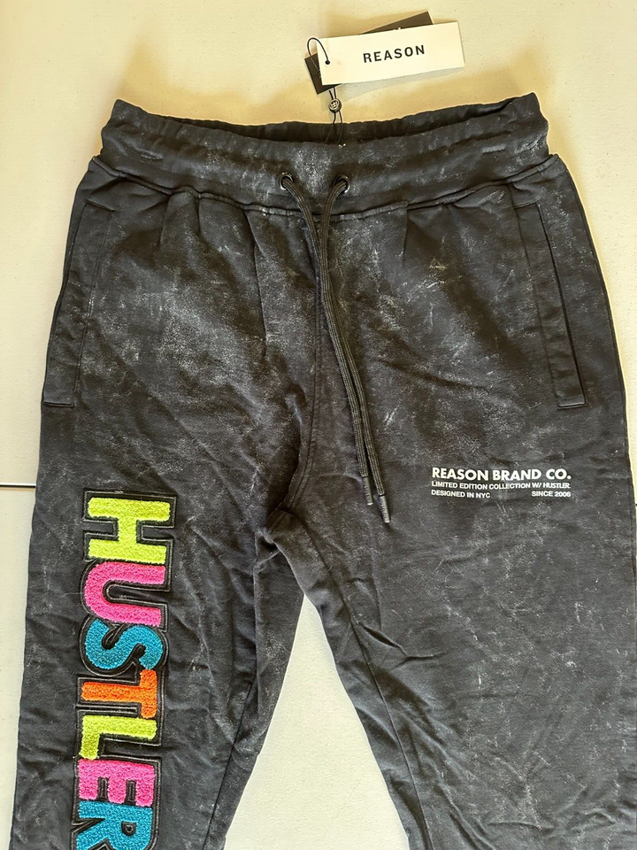 Translation missing: en.Reason Men's Limited Edition Hustler Future Embroided Logo Joggers Black-Small
