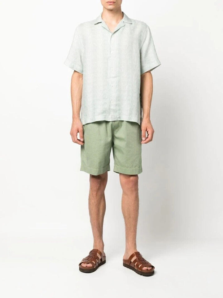 Translation missing: en.Frescobol Carioca  Men's Roberto Copacabana Sombra Print Linen Shirt Green-XL