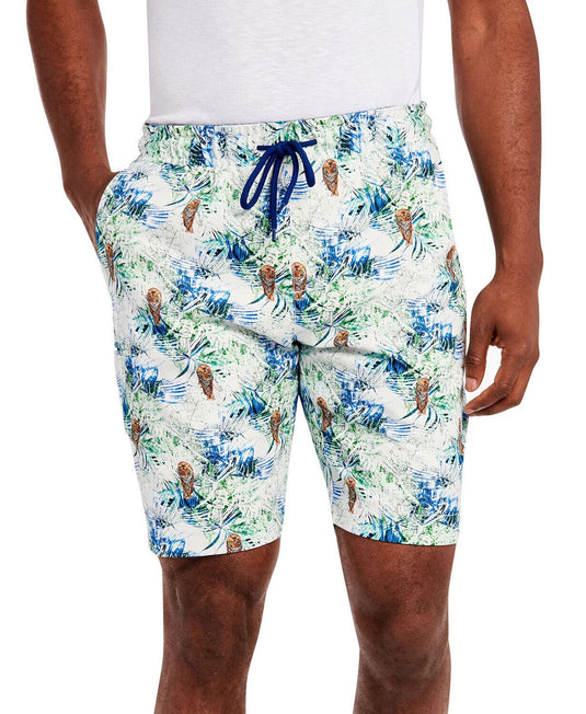 Translation missing: en.Tallia Men's Cotton/Spandex Jungle Tiger Slim Fit Drawstring Shorts Teal-2XL