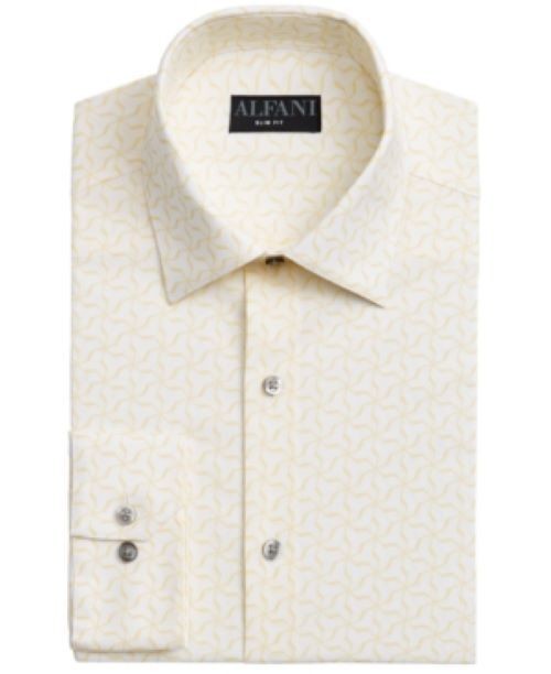 Translation missing: en.Alfani Men's Slim Fit 2-Way Stretch Performance Dress Shirt in Yellow-14-14.5 32