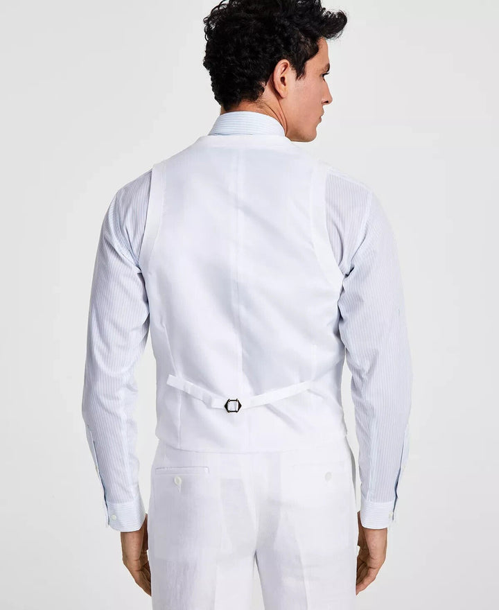 Translation missing: en.Bar III Men's Slim Fit Linen Suit Vest in White-Small 32-34R