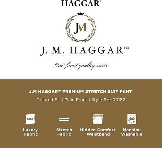 Translation missing: en.J.M. Haggar Men Premium Stretch Classic Fit Flat Front Dress Pants Md Grey-42x32