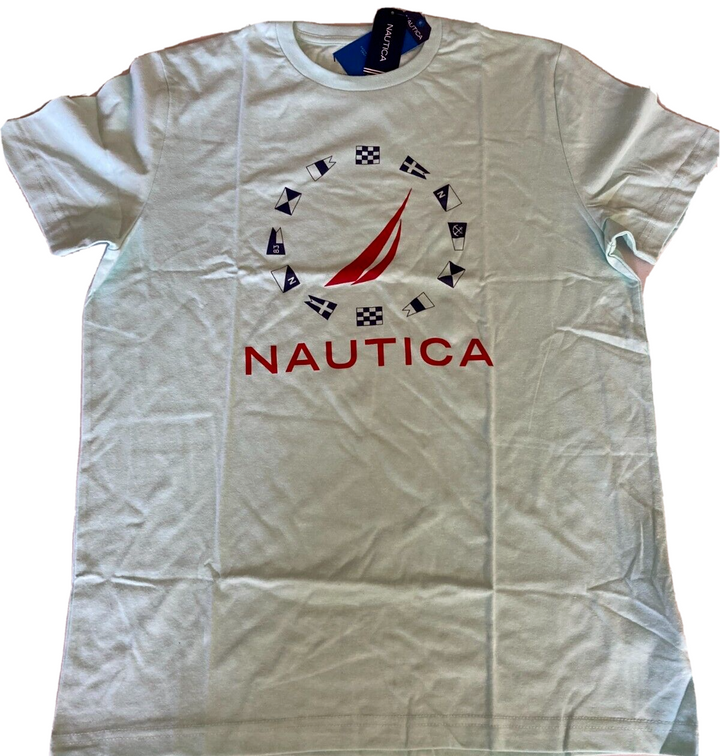 Translation missing: en.Nautica Men's Sustainably Crafted Flag Graphic T-Shirt in Blue Tint-Medium