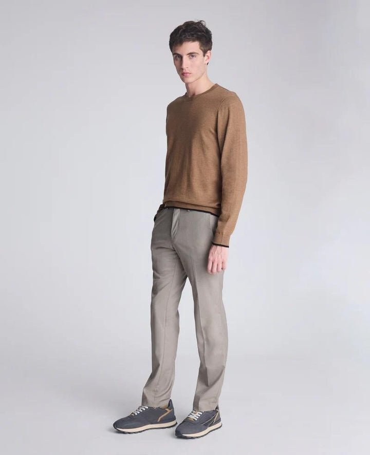 Translation missing: en.Kenneth Cole Men's Sweater Heather Brown Size 2XL Tipped Sleeve Crew Neck