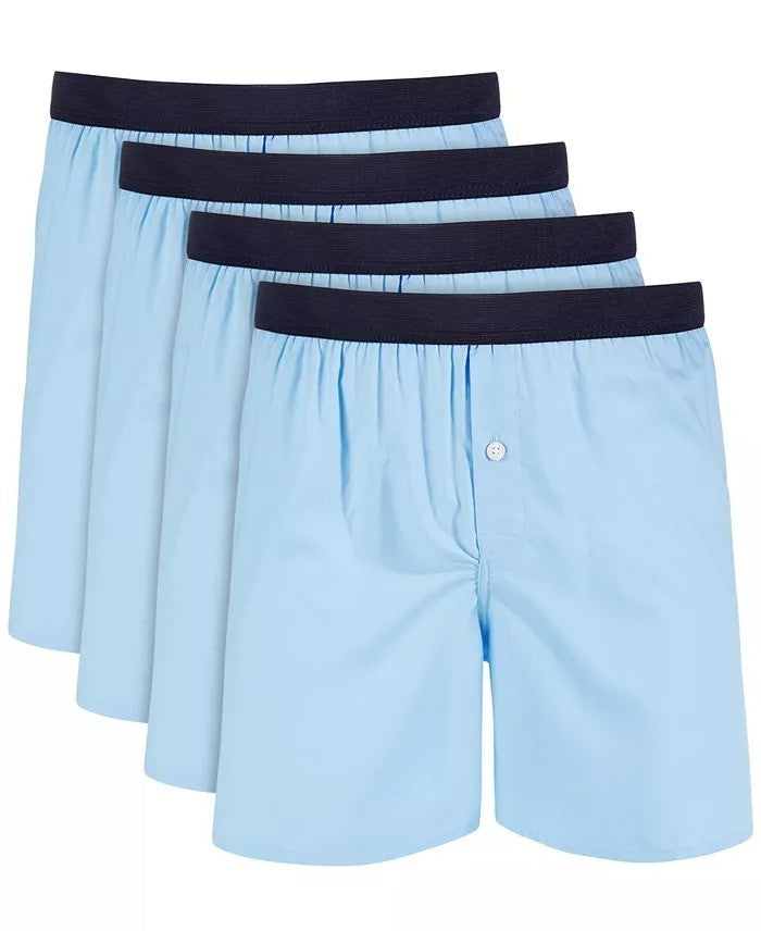 Translation missing: en.Club Room Men's 4-Pk. Cotton Woven Boxers, Tagless Sky Sail Blue-Medium 32-34