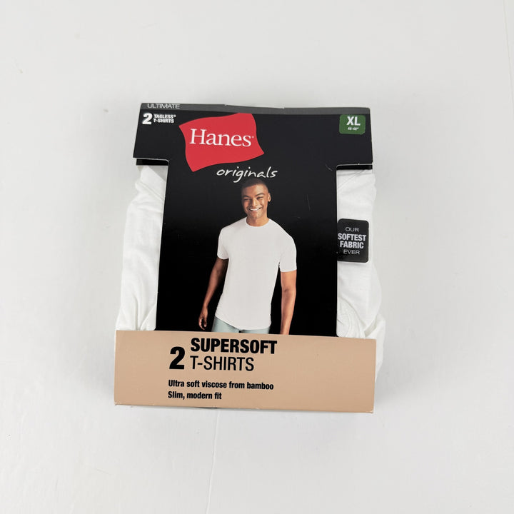 Translation missing: en.Hanes Originals Ultimate Men's T-Shirts, White, 2PK  SuperSoft Crewneck -XL