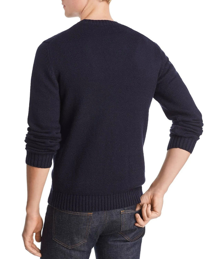Translation missing: en.The Men's Store Mens 100% Cotton Slub Knit Ribbed Crew Neck Sweater Navy Small