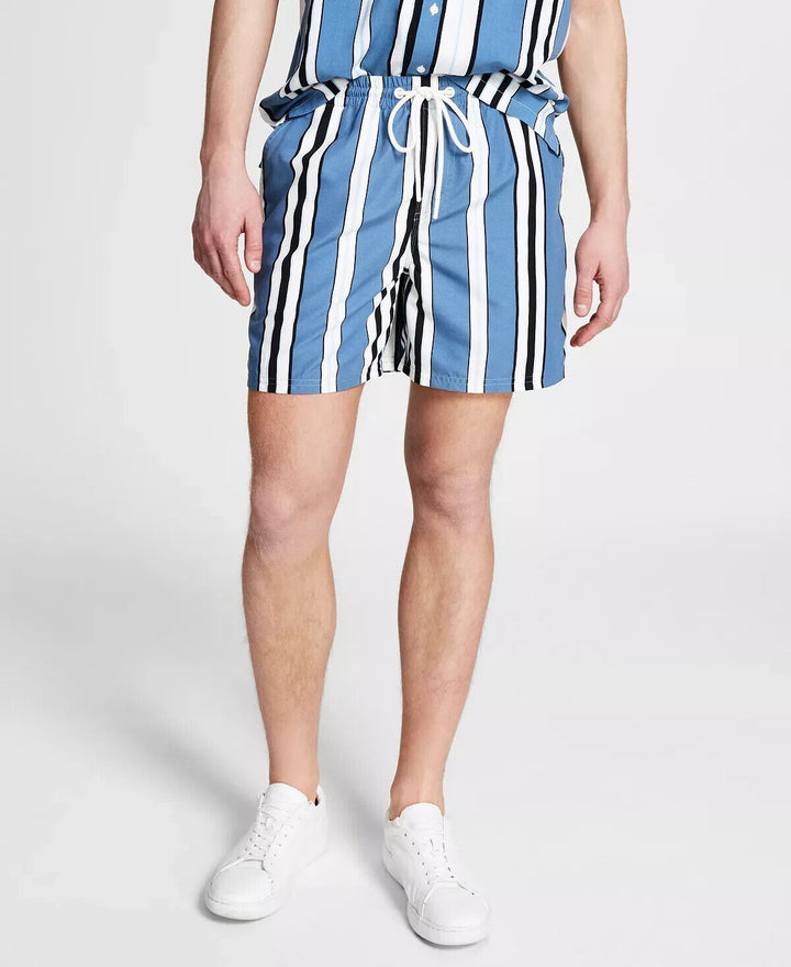 Translation missing: en.And Now This Men's Relaxed-Fit Stripe Drawstring Shorts in Blue Colorwa-Size 2XL