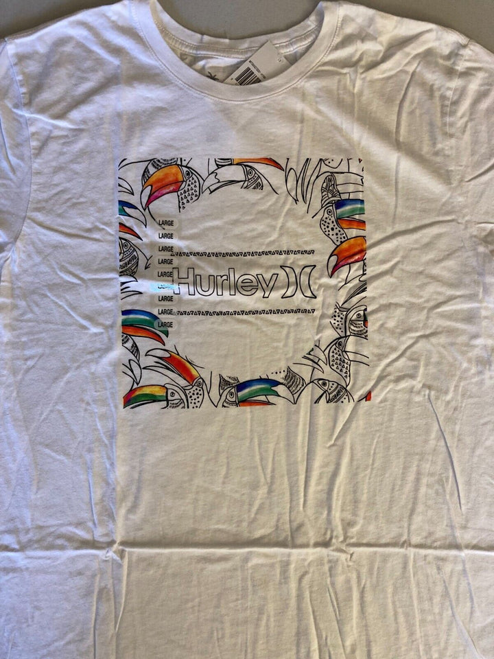 Translation missing: en.Hurley Men's Everyday Washed Toucan Aviary T-Shirt in White-Medium