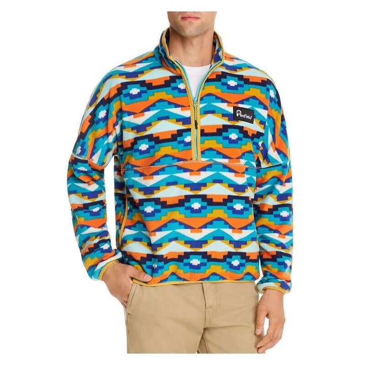 Translation missing: en.Penfield Men's Melwood Geo Fleece Half-Zip Fleece Sweater Teal -Size Medium